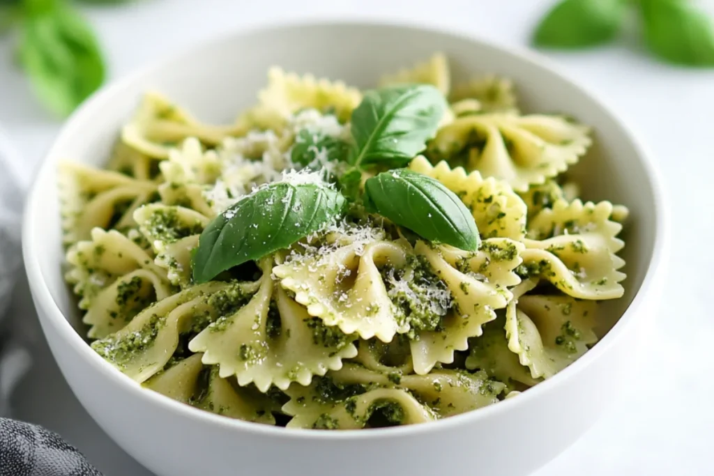 farfall past with pesto sauce